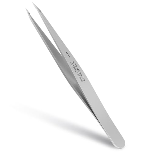 Pointed Tweezers for women Facial hair, Precision Tweezers for Eyebrows, Chin Hair£¬Ingrown Hair, Splinters, Glass Removal£¨Silver£©