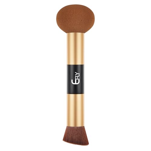 Dual-Ended Hair Makeup Brush - Precision Hairline Powder Brush With Sponge Tip For Seamless Blending - Root Touch Up & Hair Contour - Brown, 4.7 inch