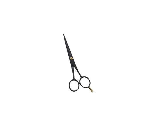 5" Professional Mustache & Beard Scissors, German Stainless Steel Mustache Scissors, Durable Mustache Scissors for Men with Carrying Pouch, 1 Beard Comb and 1 Mustache Comb (Jet Black)