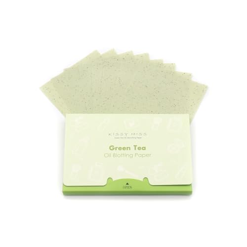 Kissy miss Green tea oil blotting sheets for face,100 sheets in 1 Pack,lift away excess oil,easy to slip into your purse, makeup bag, or even your pocket