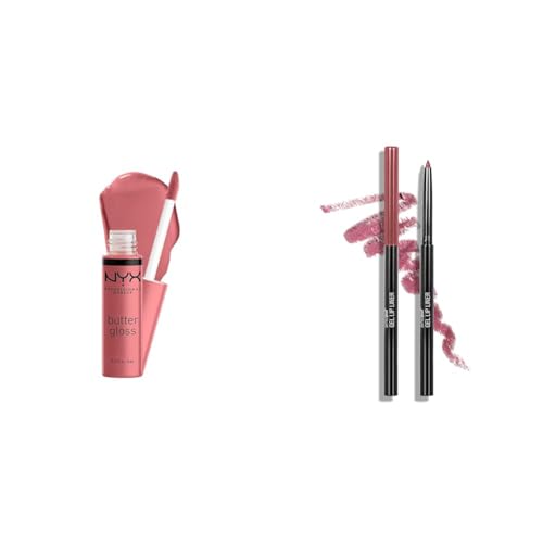 NYX Butter Gloss Tiramisu & wet n wild Purple Gel Lip Liner Bundle