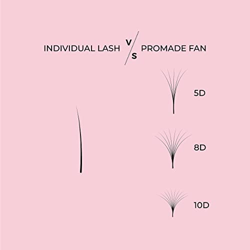 LLBA Promade Fans | Handmade Volume Eyelashes | Multi Selections From 3D To 16D | C CC D DD L M Curl | Thickness 0.03 ~ 0.1 mm | 8 - 20mm Length | Long Lasting | Easy Application (12D-0.03 CC 12 mm)