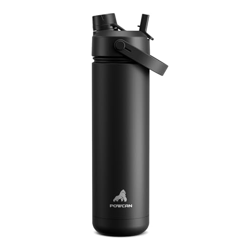 POWCAN 26 oz Insulated Water Bottle with 2-in-1 Lid - Leak-Proof