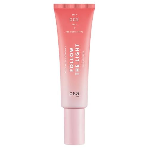 PSA - FOLLOW THE LIGHT Multi Acids & Vitamin C Peel | Glycolic + Lactic Acid, Vitamin C, Pomegranate Enzymes | Suitable for All Skin Types (50 mL | 1.7 oz)