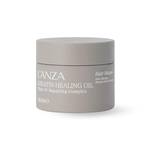 L'ANZA Keratin Healing Oil Intensive Hair Masque Deep Conditioning Mask, Restores Moisture, Repairs Damage, Improves Elasticity, Softness & Shine, Color Safe Anti-Humidity, Sulfate Free (7.1 Fl Oz)