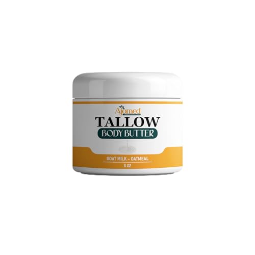 Tallow and goat milklBody Butter, Natural Moisturizing Cream for Dry, Itchy, Cracked Skin, Handmade Diaper Rash (Unscented)