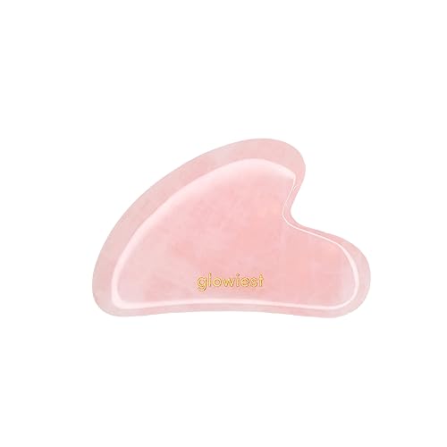 [glowiest] Rose Quartz Gua Sha for Face and Body: 100% Natural Rose Quartz | Lymphatic Drainage | Improving Fine Lines and Wrinkles - Muscle Relaxing