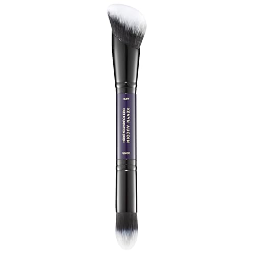 Kevyn Aucoin Duet Foundation Brush: Dual-ended. COVER end mimics shape of finger to provide precise foundation application. BUFF end designed to bounce & buff makeup over the contours of the face.
