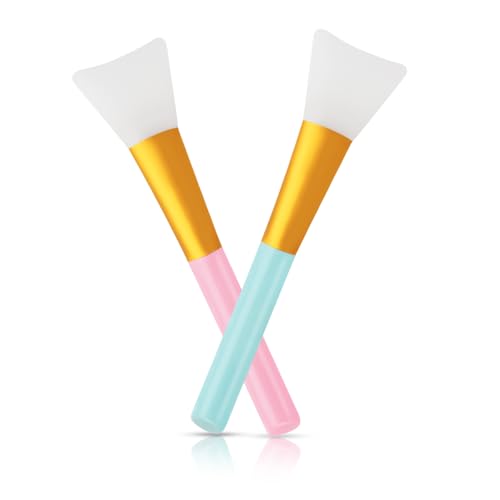 2 Pcs Silicone Face Mask Brush Silicone Mask Applicator Soft Silicone Facial Mud Mask Brushes Face Mask Beauty Tools Hairless Applicator Tool for Body Lotion Butter Clay Mask DIY Mask (Blue + Pink)