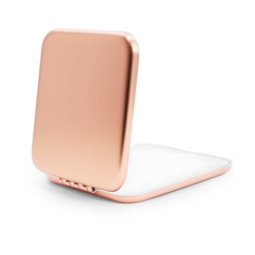 Compact Mirror, Pocket Travel Makeup Mirror for Purse, Metal Square Shell, 2-Sided 1X/2X Magnifying, Portable, Folding, Handheld, Rose,18 Pack