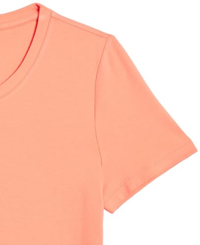 Amazon Essentials Women's Classic-Fit Short-Sleeve Crewneck T-Shirt, Pack of 2, Blue/Coral Orange, X-Small