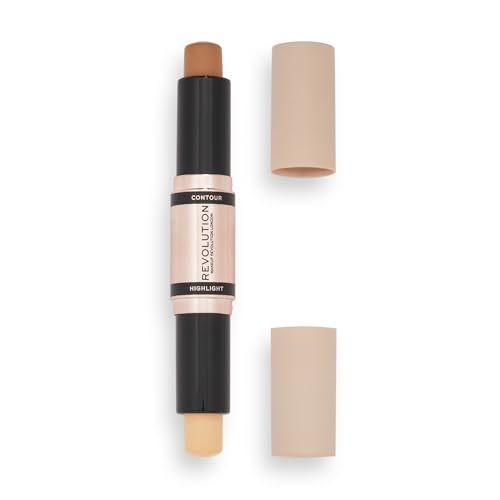 Revolution Beauty London, Fast Base Contour Stick, Dual Ended, Sculpts & Defines Face, Lightweight, Blendable, Medium, 2 X 0.15 Oz