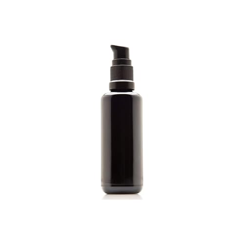 Infinity Jars 50 Ml (1.7 fl oz) Refillable Ultraviolet Black Glass Pump Bottles Leak-Proof Travel Containers for Toner, Sanitizer, Beard Oil, Hair Serum, Essential Oils