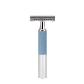 M?HLE NEO safety razor|double edge safety razor for beginners and experienced shavers|sustainable eco-friendly and reusable|for men and women|chrome with glacier blue silicone grip handle