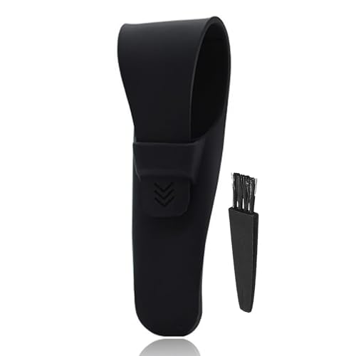 LinMei Silicone Razor Travel Case Compatible with Gillette, Parker, Merkur Razor (Black+Cleaning Brush)