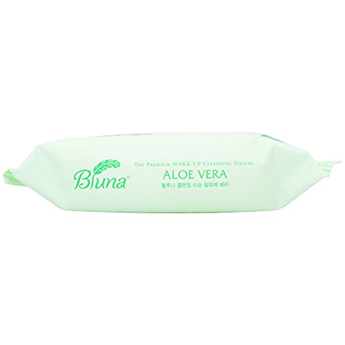 Bluna Facial Make-Up Cleansing Tissue for All Skin Types, Aloe Vera, 30ct per pack (2 PACK)