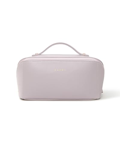 EACHY Medium Travel Makeup Bag for Women - Purple Flat Open Cosmetic Organizer