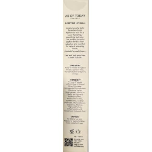 AS OF TODAY R Peptide Lip Balm | Hyaluronic Acid + Peptide Glossy Balm | Salted Caramel Hydrating Lip Treatment | Plumping Moisturizing for Dry Lips | Clean Beauty Formula | 0.35 oz Tube