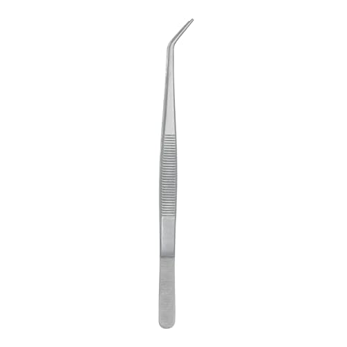 Stainless Steel Tweezers, with Curved Serrated Tip Multipurpose Tweezers Sewing Machine Tweezers Forceps for Craft Repairing (10)
