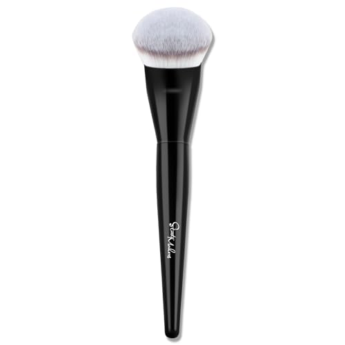 START MAKERS Contoured Foundation Brush, Large Angled Kabuki Makeup Brush for Liquid, Powder, Cream & Stick Foundation Bronzer Contour, Professional Makeup Application Tool for Blending Buffing, Black