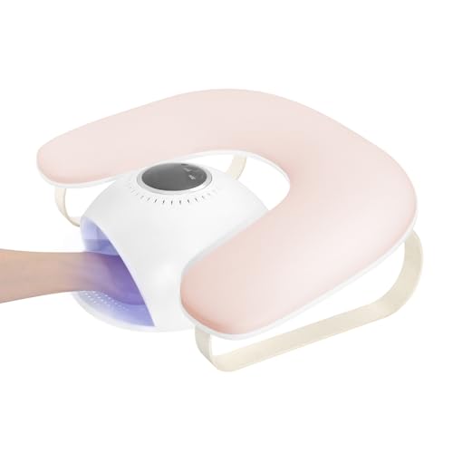 Manicure Arm Rest for Nails Tech, Cleanable Leather Nail Arm Rest Stand, U Shaped Hand Rest Pillow for Acrylic Nail Salon Home Use, Aluminum Alloy Bracket(Pink£©
