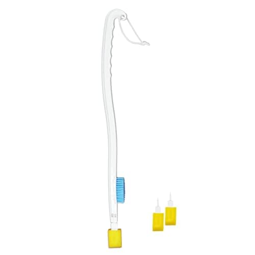 KMINA Long Handled Foot Brush and Toe Cleaner for Disabled, Toe Cleaners Between Toes Brush for Seniors, Long Reach Foot Scrubber Includes Spare Parts