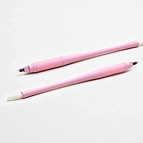 Mellie’s Signature Microblading Pen – Pack of 10 Disposable Eyebrow Tattoo Pens | Sterilized Blades C14 .18mm | Rubber Grip & Pigment Sponge | Professional Brow Tool (Pink)