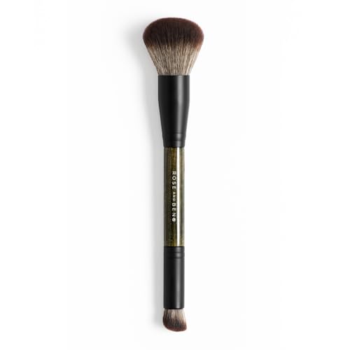 Rose and Ben Beauty D2 Concealer & Complexion Brush | Dual-Ended Design for Seamless Blending | Buffing & Setting for Cream, Liquid, and Powder Makeup | Cruelty-Free Fibers