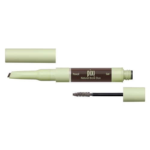 Pixi Natural Brow Duo - Deep Brunette, Precision Pencil & Tinted Gel, Waterproof Brow Shaper for All-Day Hold, Paraben-Free, 0.2oz