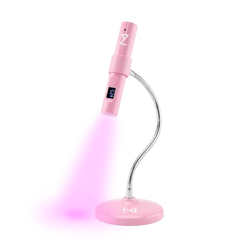 M - GlamCure GO Nail Flash Cure Lamp with Focus Beam Technology, Touch Screen - LED & UV Nail Light - Curing Lamp for Gel Nails, Acrylic, Builder - Portable & Adjustable (Pink)