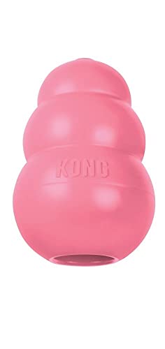 KONG Puppy - Natural Teething Rubber Chew Toy for Dogs - Stuffable Dog Toy for Extended Playtime - Chew & Fetch Toy for Puppies - for Medium Puppies - Pink