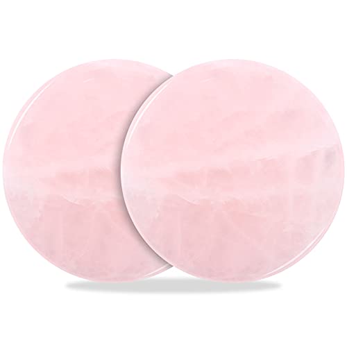 Bememo 2 Pieces Jade Stone for Lash Pink Glue Pallet Eyelash Extension Glue Holder 2 Inches Round Lash Tile Fake Eyelash Grafting Adhesive Base Sticker Pads Adhesive Trays