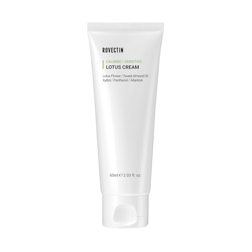 ROVECTIN Calming Lotus Cream ? Lightweight Hydrating & Soothing Moisturizer Face Cream for Sensitive Skin | 75% Lotus Water Extract & Niacinamide for Anti-Aging | Vegan Korean Skincare (2.03 fl oz)