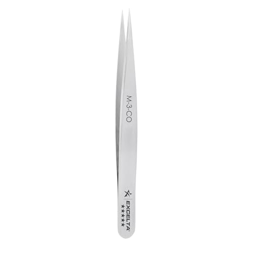 Excelta M-3-CO Cobaltima Miniature Straight Very Fine Point Tweezers, Heat Resistant to 932¡ÆF, Anti-Magnetic, 3.13" Long, Elite