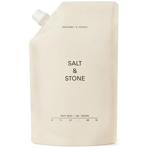 Salt & Stone Body Wash with Antioxidants for Deep Moisture | For Women & Men, Sulfate, Paraben, & Dye Free, Leaving Skin Soft and Hydrated | Bergamot & Hinoki 32 fl oz