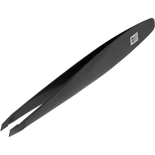 ZWILLING Tweezer (slanted tip, removal of eyebrow hair and splinters, extended handle width, hypoallergenic), Premium, Black, 4 inch