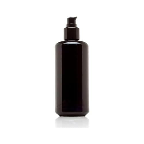 Infinity Jars 200 Ml (6.8 fl oz) Refillable Ultraviolet Black Glass Pump Bottles Leak-Proof Travel Containers for Toner, Sanitizer, Beard Oil, Hair Serum, Essential Oils 10-Pack