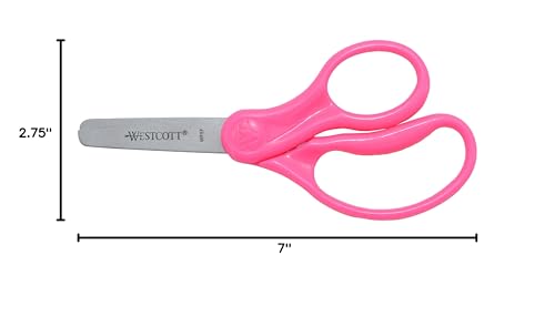 Westcott 15967 Right- and Left-Handed Scissors, Classic Kids' Scissors, Ages 4-8, 5-Inch Blunt Tip, Neon Pink