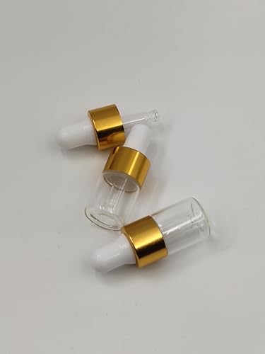 15-Pack Mini Glass Dropper Bottles with Gold Caps
