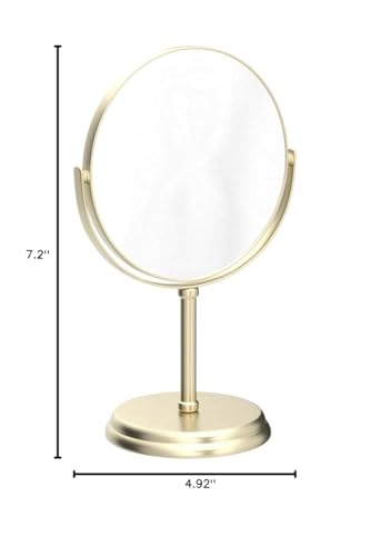 Double-Sided Tabletop Vanity Mirror with 1X/5X Magnification - Gold
