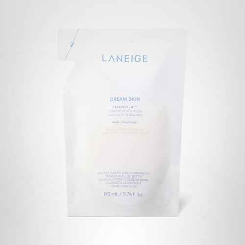 LANEIGE Cream Skin Toner & Moisturizer Refill: Lightweight Refillable Korean Milky Toner with Ceramide & Peptide for Hydration, Firming, & Barrier Support