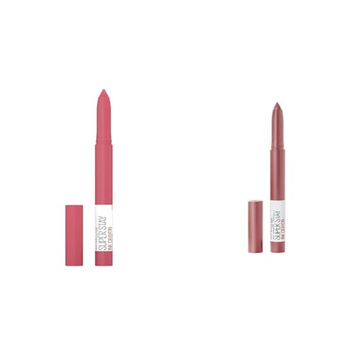 MAYBELLINE Super Stay Ink Crayon Matte Longwear Lipstick Makeup, 145 Break The Ceiling & Change Is Good Rose Pink Lip Crayon