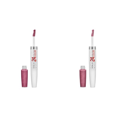 MAYBELLINE Super Stay 24 Liquid Lipstick 2-Step Makeup with Moisturizing Balm, Infinite Petal Pink and Perpetual Plum Purple, 1 Count Each