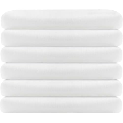 Linteum Textile Twin Long Flat Sheet ? 66x115 in, 250 Thread Count Polycotton, Soft & Durable White Top Sheet, Wrinkle-Resistant, Ideal for Dorm, Hotel, Spa & Hospital [6 Pack]