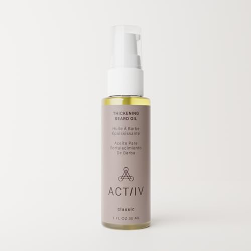 ACTIIV Thickening Beard Oil | Promotes Thicker Fuller Beard Growth, Nourishes & Softens Facial Hair, Lightweight Non-Greasy Formula, Vegan, Plant-Based, All Beard Types