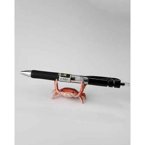 Crab Pen Holder For Desk Cute, Cute Makeup Brush Holder, Single Fountain Pen Holder For Desk, Cute Vanity Accessories Gift For Woman Who Have Everything, 2024 Upgrade Well Balanced, Red