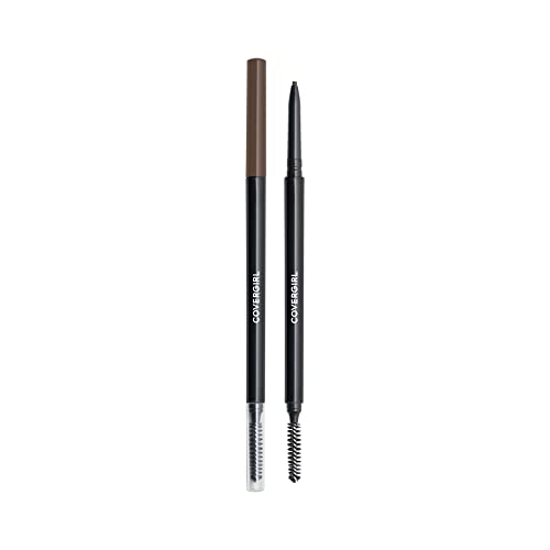 COVERGIRL Easy Breezy Brow Micro-Fine + Define Pencil Honey Brown 0.003 Oz - No Sharpening Needed, Built-in spoolie, Sensitive Eye Safe