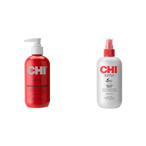CHI Straight Guard Smoothing Styling Cream, 8.5 FL Oz & Keratin Mist,12 Fl Oz