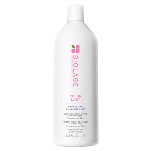 Biolage Color Last Purple Shampoo - pH Balancing Shampoo for Color-Treated Blonde Hair, Neutralizes Brass & Unwanted Warm Tones, Violet Pigments, Vegan, Paraben-Free, Packaging May Vary