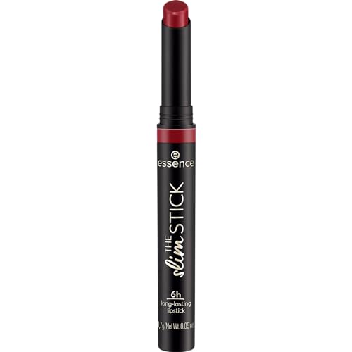 essence The Slim Stick, rossetto, n. 107, rosso, di lunga durata, nutriente, risultato espresso, colori intensi, opachi, vegani, senza profumo, senza alcool, senza parabeni, confezione da 1,7 g